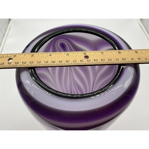 Dehanna Jones Seattle Art Glass Artist Purple Vase - Mid Century Linear Design - Picture 13 of 14